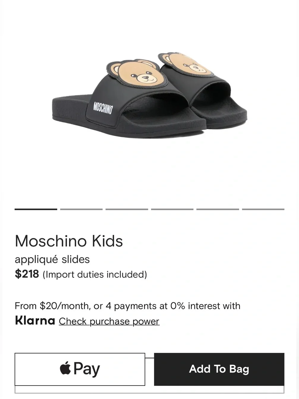 Moschino Kids Teddy Appliqué Slides black EU 31/32 US 13–1 NWT